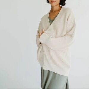 Storq maternity cuddle up cardigan sweater Pima cotton xl 2xl cream